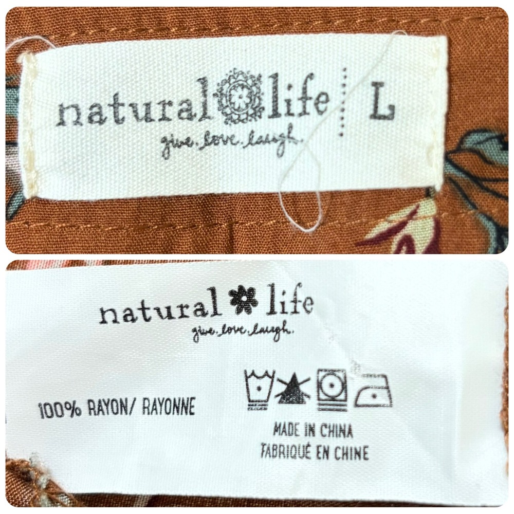 Natural Life Berkley Brown Floral Tiered Maxi Dress L Boho Cottagecore Travel - Picture 8 of 8